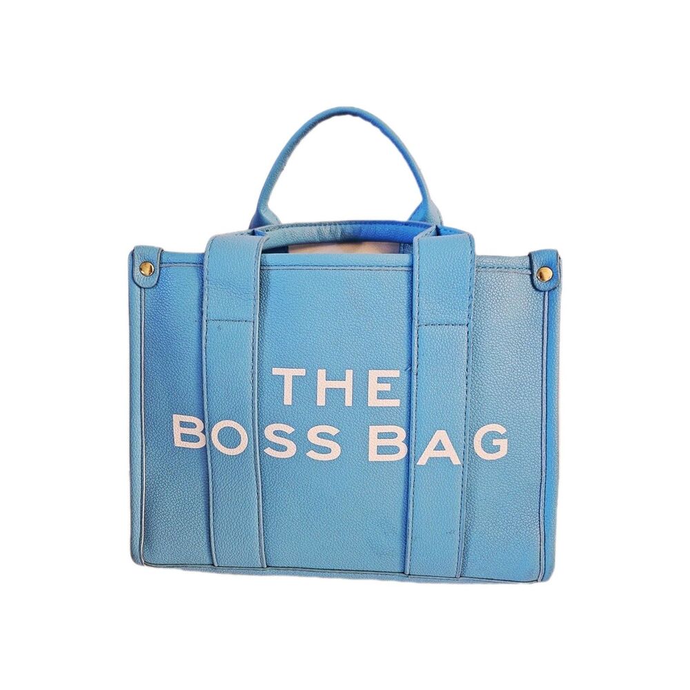 The Boss Bag Blue Faux Leather Tote Bag